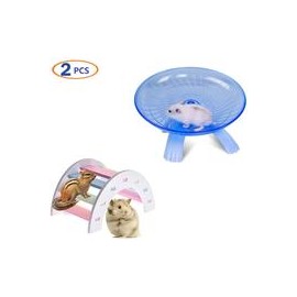 b07s16kbff 2 Pack Rat Flying Saucer Exercise Wheel & Wood Bridge Rainbow Climb - Durable ABS Plastic Running & Jogging Running S