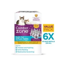 b07mw3dg5m Comfort Zone MultiCat Calming Diffuser Refill Only, New 2X Pheromones for Cats Formula 6 Pack-mascotascapitan-PerrosE
