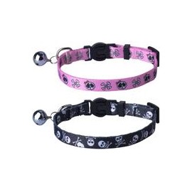 b01fji0x7m 2 Pcs/set cat Collar escindidas lona Safe gatito cachorro collares con Bell ajustable-mascotascapitan-PerrosExpand ch