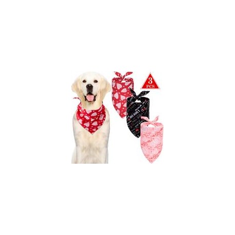 b082y3y5yc 3 Pieces Dog Bandana Heart Dog Bandanas Scarf Washable Pet Scarf Valentine's Day Dog Kerchief for Dogs Cats Pets Fest
