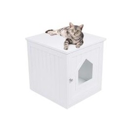 b06xfk8dyb Casa para gatos decorativa y mesa auxiliar Internet's Best, casa para mascota de interior con cerramiento de caja de 