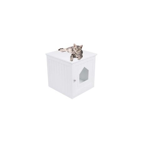 b06xfk8dyb Casa para gatos decorativa y mesa auxiliar Internet's Best, casa para mascota de interior con cerramiento de caja de 
