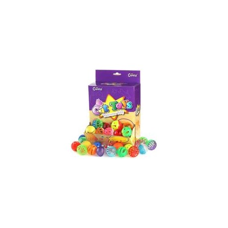 b01msuixlb 48pcs plástico Bell gato bola juguete de gato gatito Chase Juguete tamaño 1.6" ~ 1.8" 8 tipos varios colores-mascotas