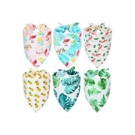 b07vm43vqx 6 piezas de bandanas para perro con estampado de cuadros, estilo de flamenco de selva, bufanda ajustable lavable para