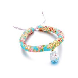 b07w7pbxql Accesyes - Collar de gato con estampado japonés Chirimen con corbata para gato, cachorro, mascota, ajustable, talla ú