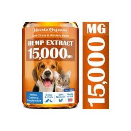 b07qwmp4ml Aceite de cáñamo para perros y gatos 15.000 mg – Fabricado en Estados Unidos – Alivio del estrés y la inflamación – S