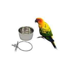 b0748fvxkn Acero inoxidable de aves Hanging Bol Parrot salientes con Clamp Holder – Soporte Jaula para Pájaros Tazas de agua Ali