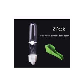 b085968d5b Yu-Xiang - Juego de 2 botellas de agua para pájaros con cuchara, pequeños alimentos para animales y cuencos colgantes