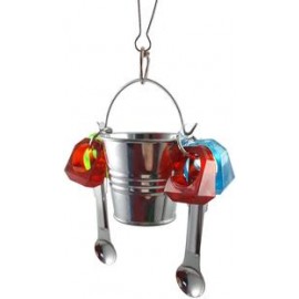 b07dc95jb7 hypeety Parrot Feeder taza soporte percha de ropa doble función de jaula loro cuchara Delight juguete diseño de loro 