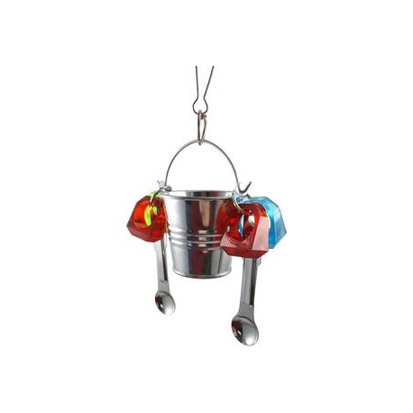 b07dc95jb7 hypeety Parrot Feeder taza soporte percha de ropa doble función de jaula loro cuchara Delight juguete diseño de loro 