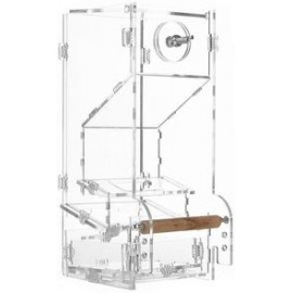 b07jf9w575 Hamiledyi - Comedero automático integrado para pájaros sin ensuciar, con perca, accesorios para Budgerigar, Canario, 