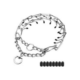 b07lbpr6cc Aheasoun Collar de perro, de acero cromado para perros, collar de perro, con puntas de goma, seguro y ajustable, gran