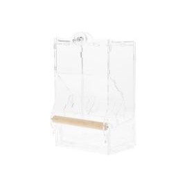 b07blzqszc No Mess - Comedero de acrílico para mascotas con jaula de perca, alimentador automático de alimentos, jaula de juguet