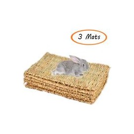 b0799kdx9z Alfombra de césped tejida para animales pequeños, conejito de juguete para masticar, cama de juguete para cobaya, lor