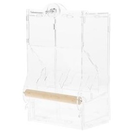 b07qxlc5s9 HEEPDD Alimentador de jaula para pájaros, a prueba de salpicaduras, acrílico para mascotas, semillas de loros, alimen