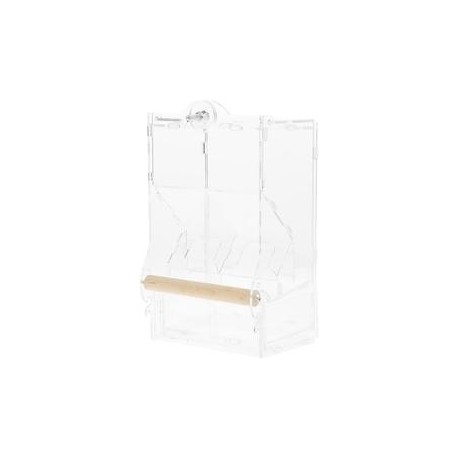 b07qxlc5s9 HEEPDD Alimentador de jaula para pájaros, a prueba de salpicaduras, acrílico para mascotas, semillas de loros, alimen