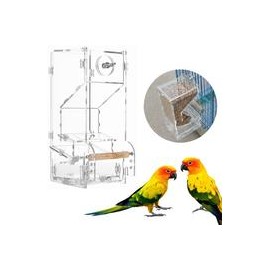 b07427trkn Bird Food Feeder, ventana de acrílico PET Pájaros semillas Food Feeder Jaula Juguete Tidy transparente-mascotascapita