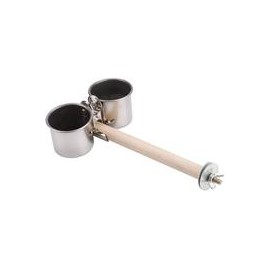 b07syl4zsc HEEPDD Perchas para pájaros con alimentador, ahorra espacio de acero inoxidable taza de alimentación para loros de ta