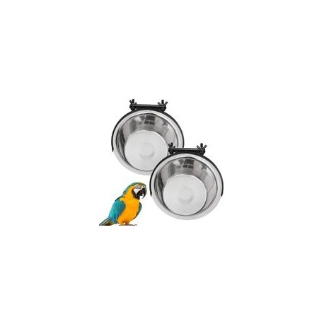 b07zhxq966 Kathson - Tazas de alimentación para pájaros con soporte de abrazadera, cuenco colgante para alimentos y agua de acer