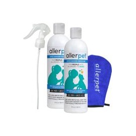 b01m72p3fk Allerpet - Eliminador de caspa para perros, botella de 12 onzas + aplicador de guante para mascotas para aplicar fáci