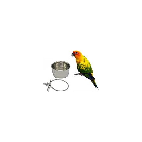 b0748fvxkn Acero inoxidable de aves Hanging Bol Parrot salientes con Clamp Holder – Soporte Jaula para Pájaros Tazas de agua Ali