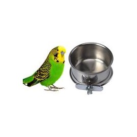 b074zbxcn3 Pet Bird Alimentos Alimentación y agua potable Hanging Cup Clamp Holder acero inoxidable Bowl para colgar Parrot Maca