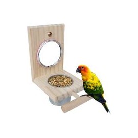 b07vl4h29p kathson Bird Feeder Parrot Perches Toys Mirror Stand Stainless Steel Food Bowl Cup Cage Accessories Fun Play for Cana