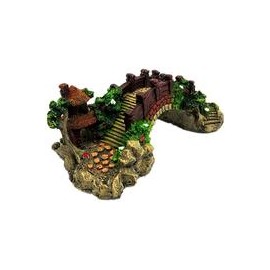 b07cqr1gnf alwaysuc Pavilion Árbol decoración del tanque de peces adorno de acuario poli resina puente paisaje decoración tanque