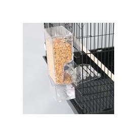 b07tg9gb4t Automatic Bird Seed Feeder with Perch, Free Install Acrylic Transparent Parrot Foraging Feeders Cage Accessories for 