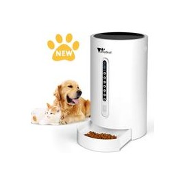 b07vdr41v7 amzdeal - Comedero automático para gatos y perros, dispensador de alimentos para gatos con tamaño y tiempo de comida 