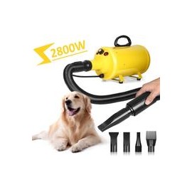b076m65cdn Amzdeal Secador de pelo para perro, 3,8 CV, 2800 W, velocidad ajustable, secador de pelo profesional para mascotas, s
