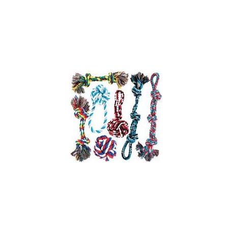 b07mkz464s AMZpets Juego de juguetes para perros grandes y masticadores agresivos, 7 cuerdas de algodón casi indestructibles. Ju