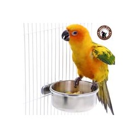 b06xkr29n7 Mrli - Comedero de acero inoxidable para pájaros y aves de agua con soporte de abrazadera, para loro, guacamayo, para