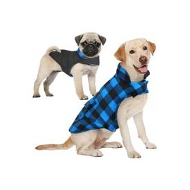 b07xq2s5qn Aofitee - Abrigo reversible para perro, impermeable, estilo británico, a cuadros, para invierno, chaleco con forro de