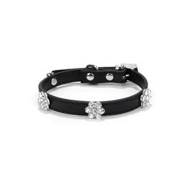 b01c0jdoco aolove Moda Rhinestones Diamante Flor Ajustable Piel Sintética mascota collares para gatos cachorro perros pequeños-m