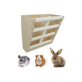 b07rl9mhlq Comedero de madera para heno de conejo, alimentador de heno, para montar en la pared, mango de heno para conejo, chin