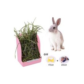 b07s7tg995 Zdada - Comedero de conejo para interiores y exteriores, color rosa, comedero de heno para animales pequeños con el r