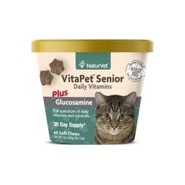 b0116u6vp0 naturvet Vitapet Senior Vitaminas Diarias Plus Glucosamina para gatos, 60 CT masticables, fabricado en EE. UU.-mascot