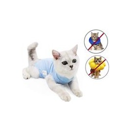 b07tv289ht Coppthinktu - Traje de recuperación de gatos para heridas abdominales o enfermedades de la piel, transpirable E-Colla