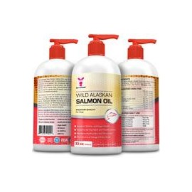 b078wddg5m Wild Alaskan Salmon Oil for Dogs, Cats, Ferrets - 16 & 32oz Pure Unscented Liquid Omega 3 Fatty Acid Fish Oil for Dog