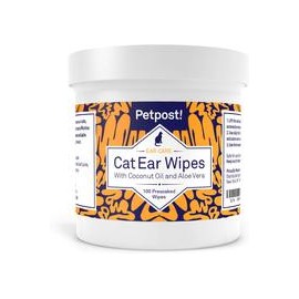 b079p8wh8v Petpost | Pet Ear Cleaner Wipes for Dogs and Cats - 100 Ultra Soft Cotton Pads in Coconut Oil Solution - Treatment fo
