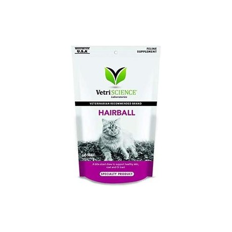 b01doo1yus vetriscience laboratorios Hairball Digestivo Apoyo Hígado de Pollo Flavored 60 Chews suave para gatos-mascotascapitan