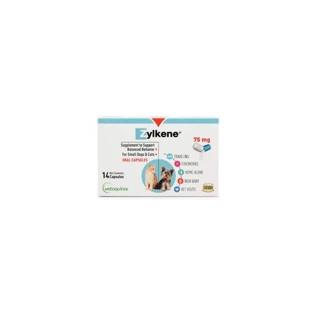 b01m0p5smw Vetoquinol Zylkene Behavior Support Capsules for Dogs & Cats, 75mg - Calming Natural Milk Protein Supplement - Help P