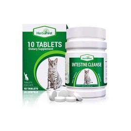 b07rc2wf2d HerbalVet 10 Tablets Cat Intestinal Cleanse | Cat Dewormer Alternative | Cleansing Tablets for Cats, Promotes Intesti