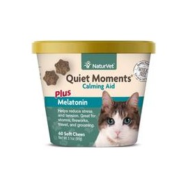 b00vobppja naturvet Quiet moments Calming Plus Melatonina de ayuda para gatos, 60 CT Soft Chews, fabricado en EE. UU.-mascotasca