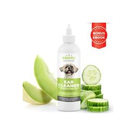 b07wjxty3k Limpiador de orejas de perro 4 en 1: solución de limpieza formulada por veterinarios + aloe vera para eliminar cera, 