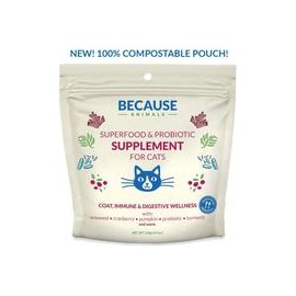 b07575l8m3 Because Animals Superfood & Probiotic Supplement for Cats (4.4oz) – Ingredientes naturales de grado humano – con vita
