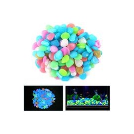 b01ekvhjas 100 pcs nuevo colorido brilla en la oscuridad guijarros piedras rocas para tanque de peces acuario jardín pasarela-ma